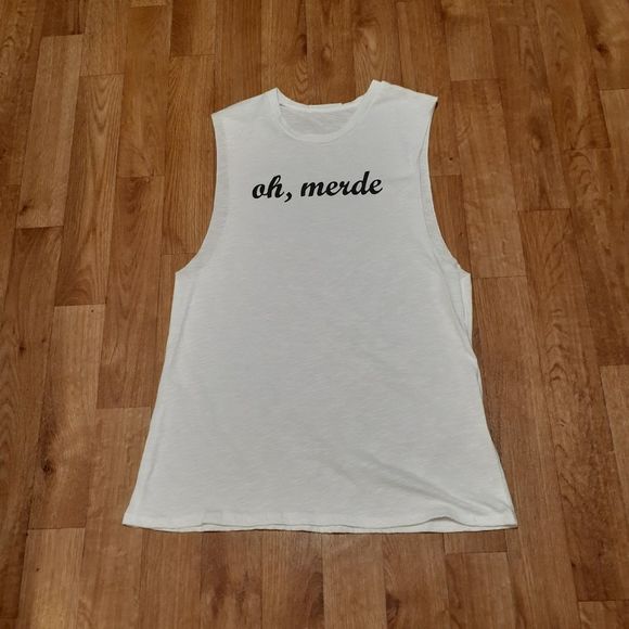 Honey Punch "oh, merde" Oversize Muscle Tank Tops - Picture 2 of 5